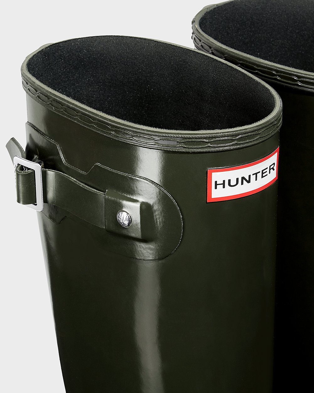 Bottes Hautes de Pluie Hunter Original Gloss Femme Vert Foncé Olive OECUIKP-93